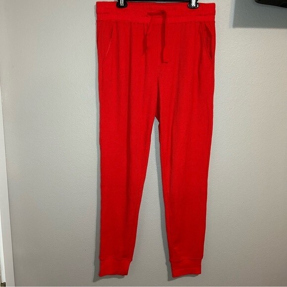 Zyia Don’t Wake Me thermal red orange waffle knit joggers womens plus size 3XL - Picture 1 of 7